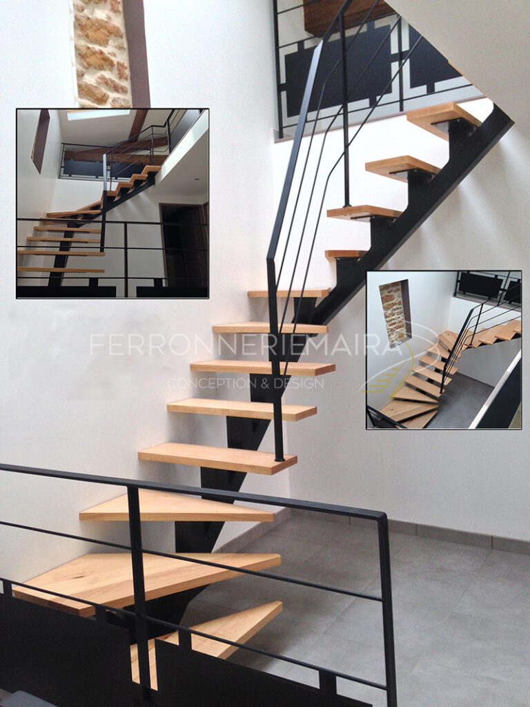 Escalier contemporain avec limon central – Ferronnerie Maira